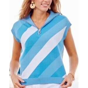 NEW MARY SQUARE celia zip up sweater in blue stripe